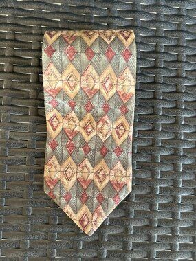 Southwest Diamond Mosaic Earth Tone Artistic Vintage Inspired Tie
